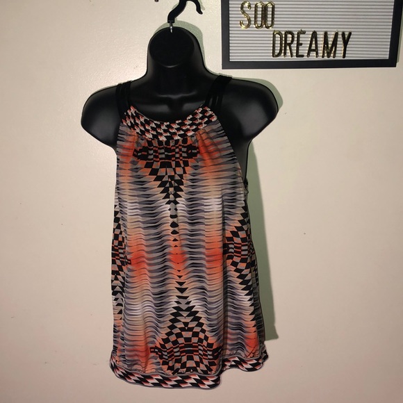 BCBGMaxAzria Tops - BCBGMAXAZRIA Orange & Black Tribal Printed Top